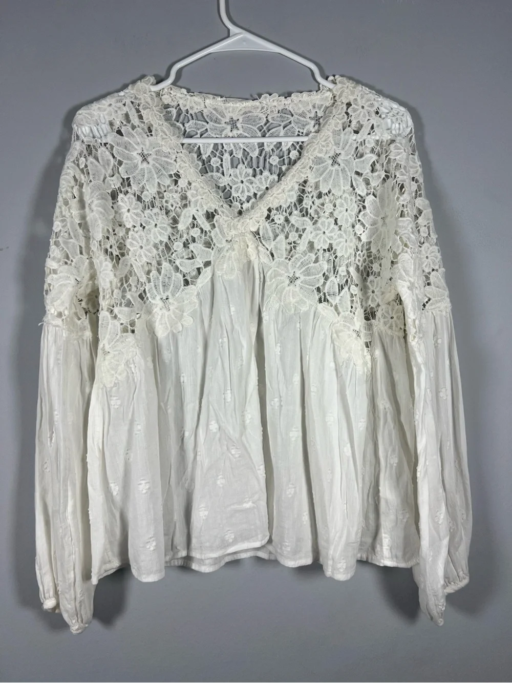 Free People Lina Lace Top in White XS